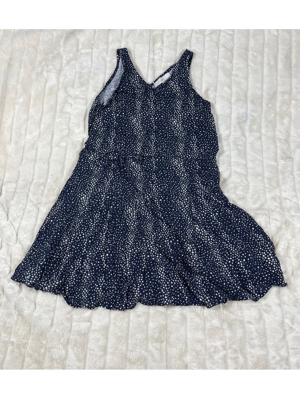 LOFT S Blue White Star Print Preppy City Spring Summer Casual Weekend Dress
